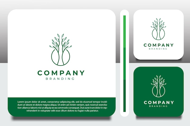 logo design template with small green plant icon