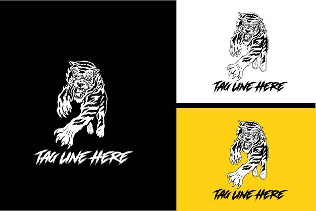 Vector logo design of tiger black and white vector illustration