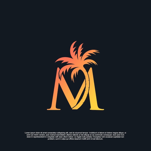 Logo design with combynation letter M palm logo Premium Vector