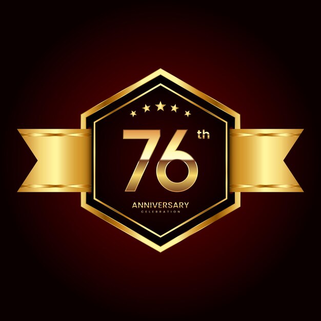 Logo design with emblem style for 76th anniversary