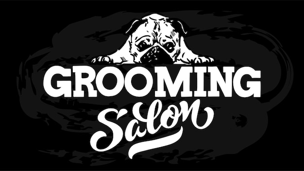 Logo for dog hair salon dog styling and grooming shop store for pets Vector illustration isolated