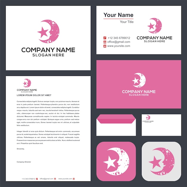 logo dream or sleep or moon and star or night in business card premium vector premium logo