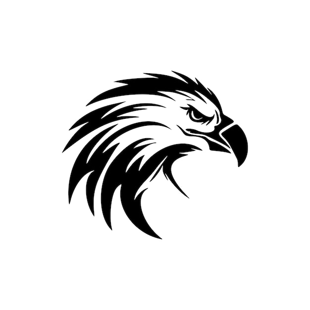 A logo of an eagle in black and white in vector format