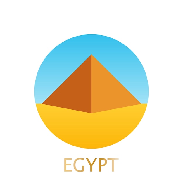 Logo of egyptian pyramid with yellow sand and blue sky Welcome to Egypt