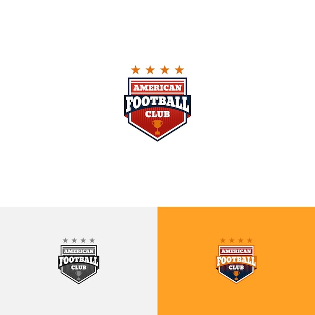 Logo Emblem American Football Badge Shield with Trophy Symbol