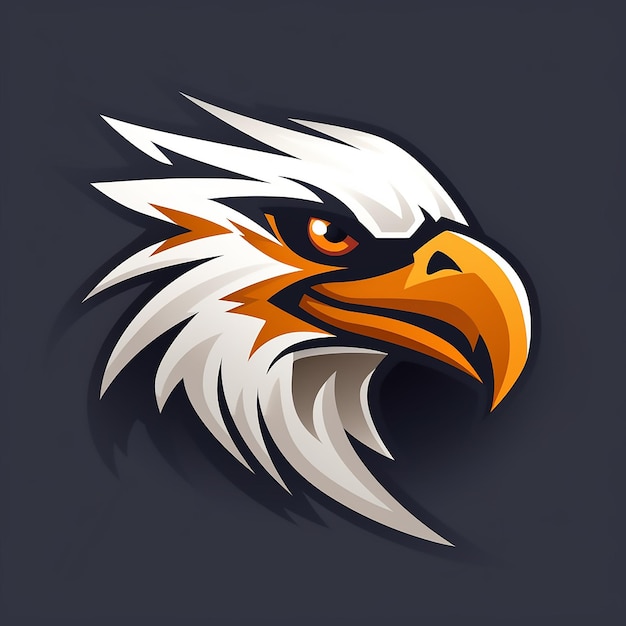 Logo for esport club in orange and white colors in a eagle shape