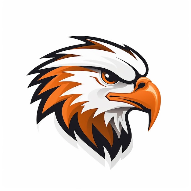 Logo for esport club in orange and white colors in a eagle shape