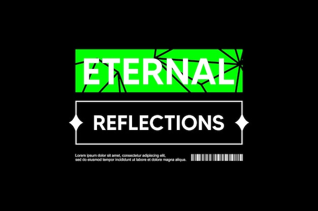 A logo for eternal reflection with a barcode and a green square.