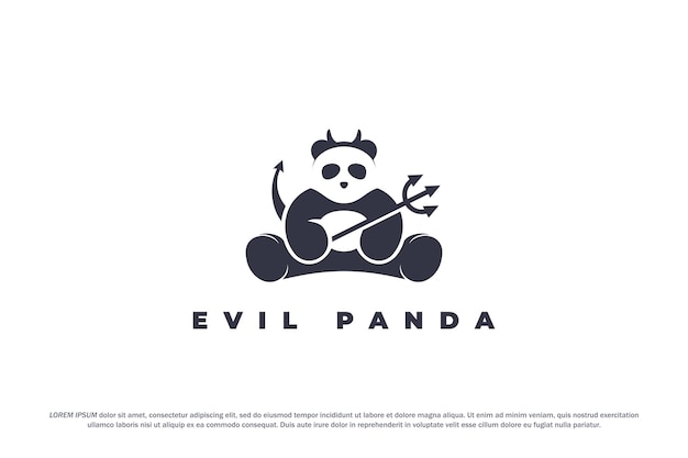 logo evil panda devil horn trident silhouette bear animal