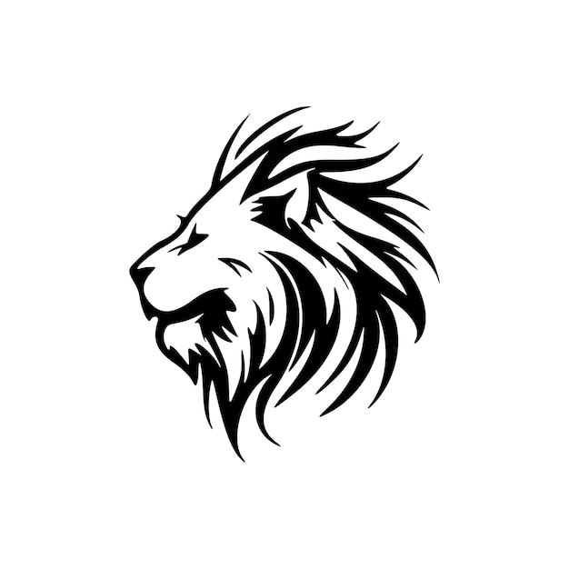 A logo featuring a lion in black and white line vector art