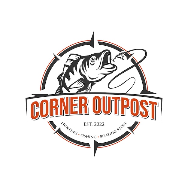 Logo for a fishing company called corner outflow