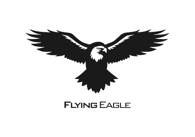 Logo of flying hawk or eagle icon isolated vector silhouette design