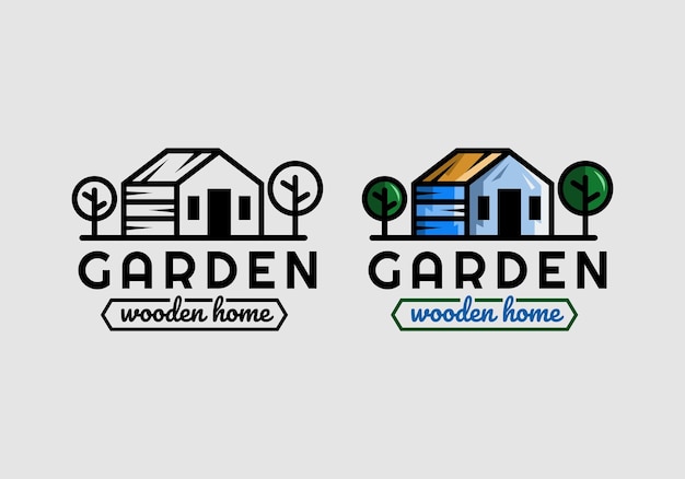 Logo Garden Wooden Home Vector Illustration Template with Simple Elegant Design Good for Any Industry