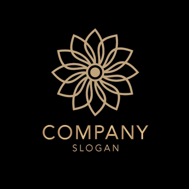 Vector logo gold flower luxury company brand business