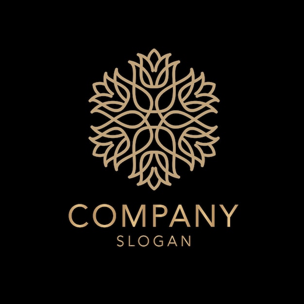 Vector logo gold flower luxury company brand business