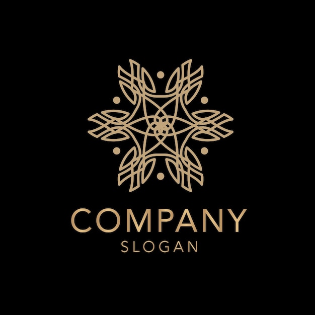 Vector logo gold flower luxury company brand business