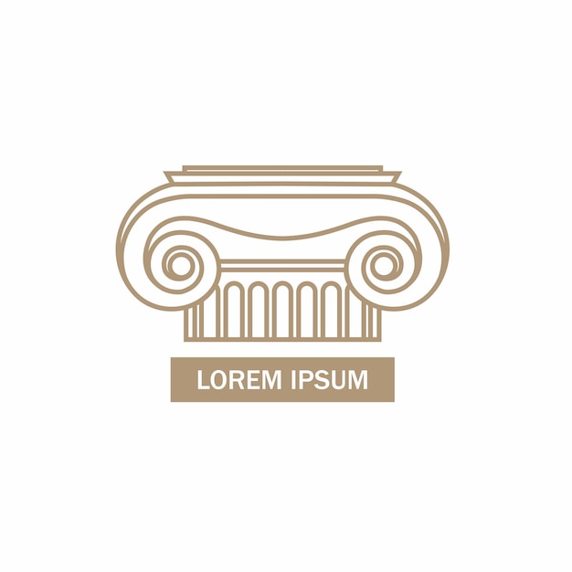 A logo for a greek temple with a column