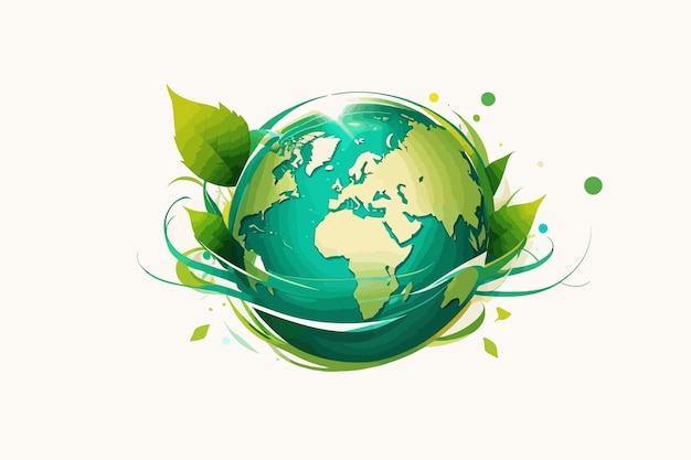 logo for green earth white background illustration