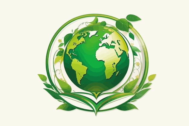 logo for green earth white background illustration