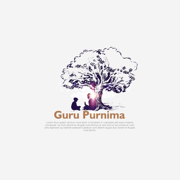 A logo for a guru purima with a tree in the background