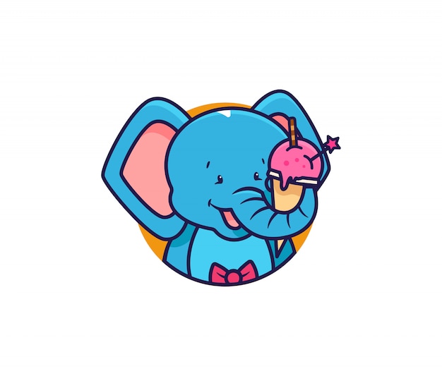 The logo head elephant eat ice cream.