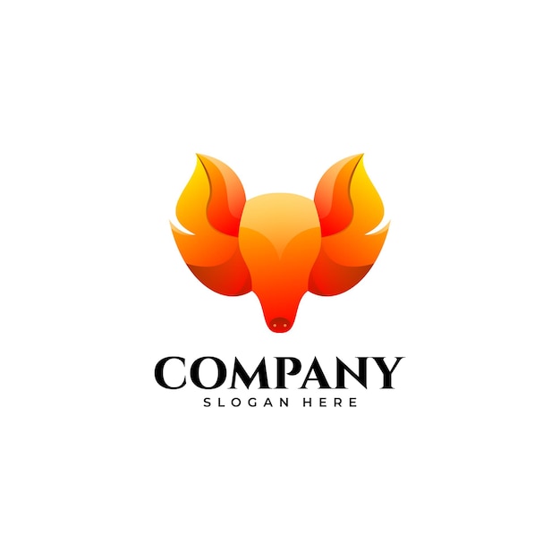 Logo head mascot gradient colorfull