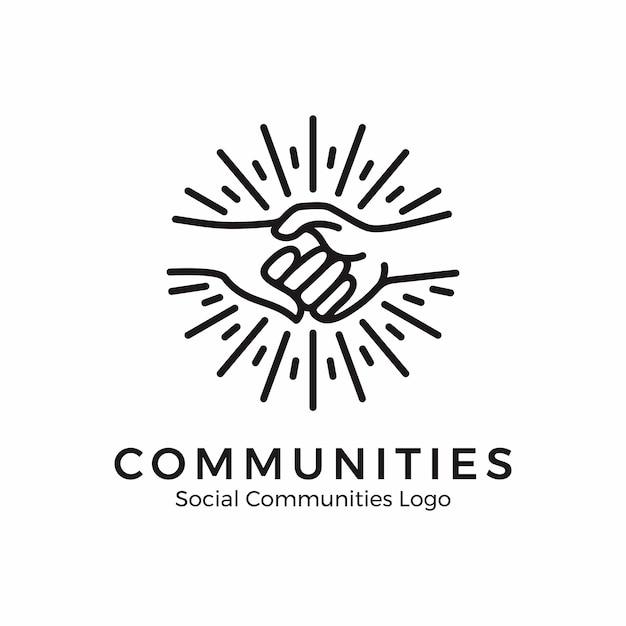 Logo holding hands. community logo with monoline style