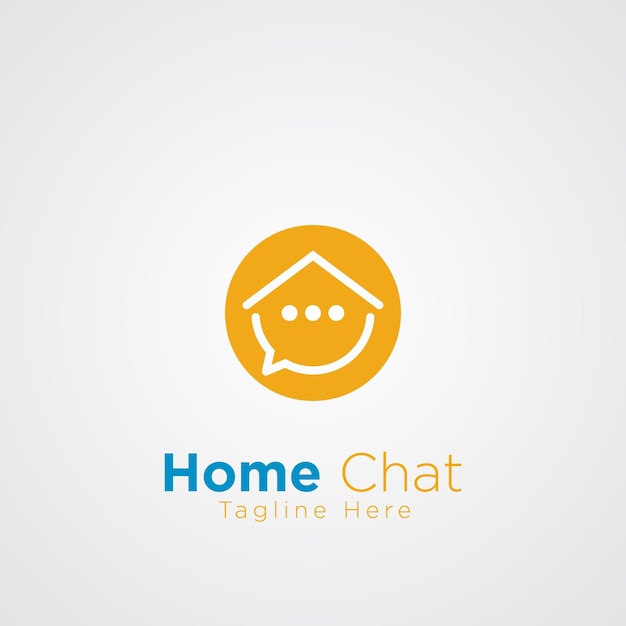 A logo for home chat with a house and a speech bubble.