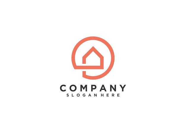 logo house line company name logo illustration