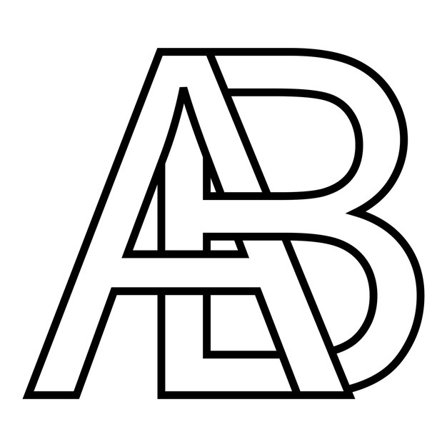 Vector logo icon two interlaced letters a b logo ab ba