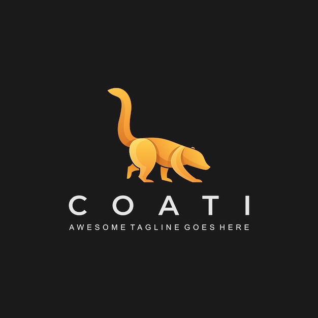 Logo Illustration animal coati Walking Gradient Colorful