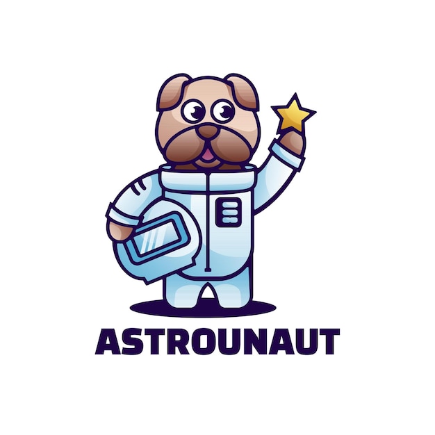 Logo Illustration Astronaut Mascot Cartoon Style.