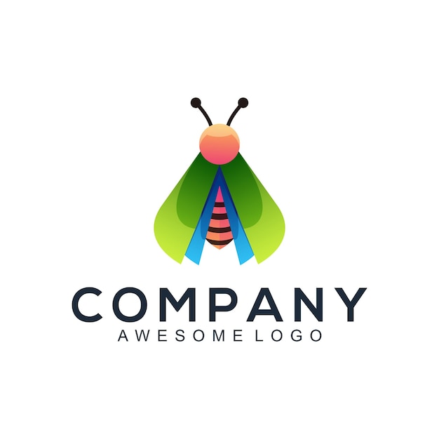 Logo illustration bee gradient colorful style