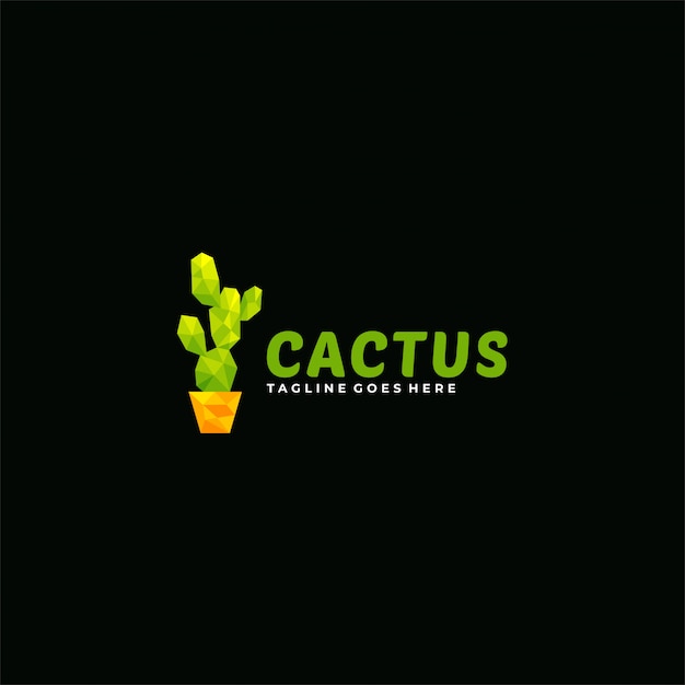 Logo Illustration Cactus Poly Colorful Style.