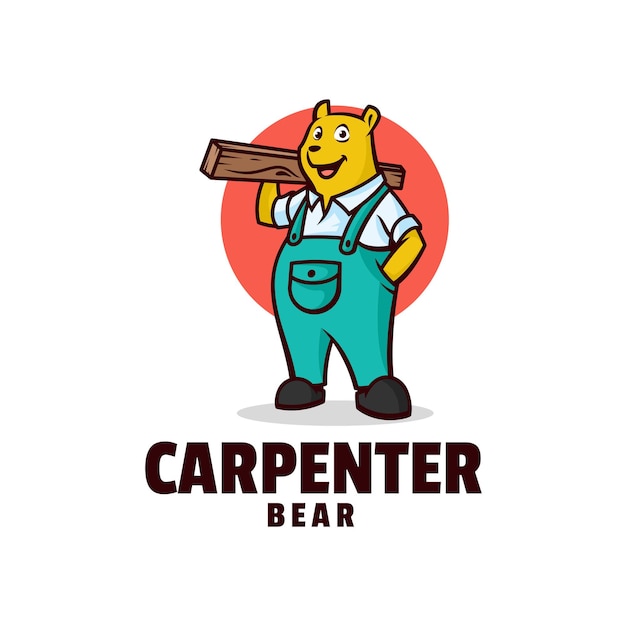 Logo Illustration Carpenter Bear Mascot Cartoon Style