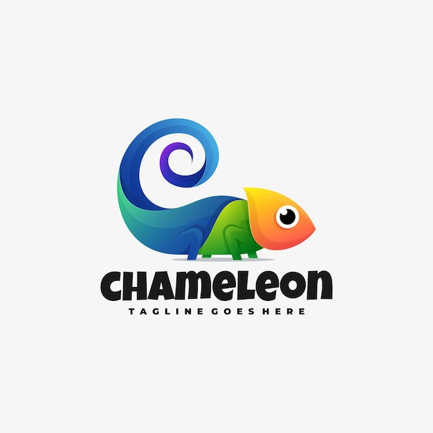   Logo Illustration Chameleon Gradient Colorful Style.