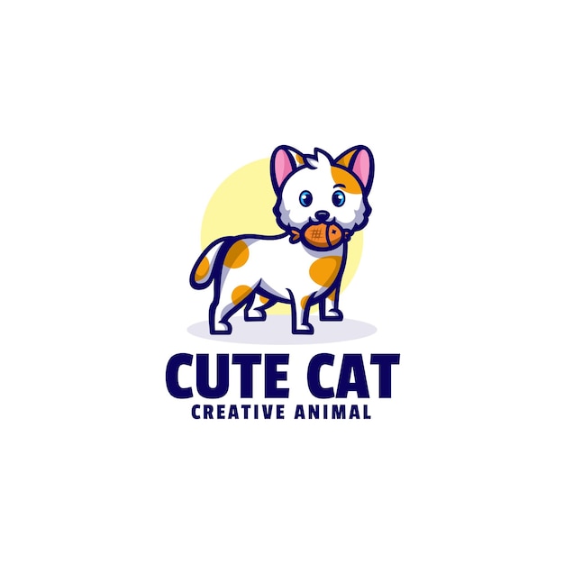 Logo Illustration Cute Cat Mascot Cartoon Style