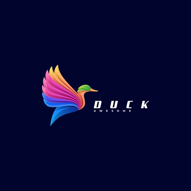 Logo Illustration Duck Flying Pose Gradient Colorful Style