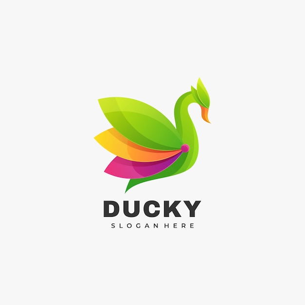  Logo Illustration Duck Gradient Colorful Style.