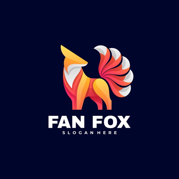   Logo Illustration Fan Fox Gradient Colorful Style.