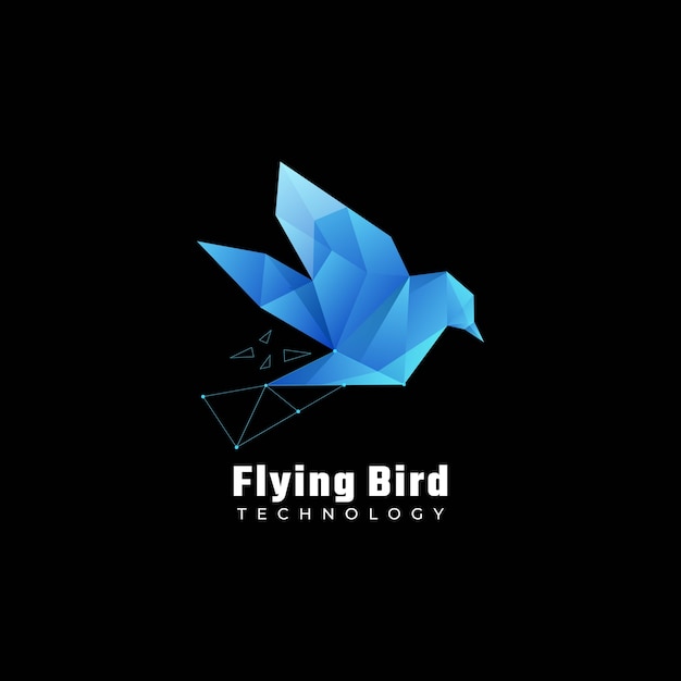  Logo Illustration Flying Bird Gradient Colorful Style.