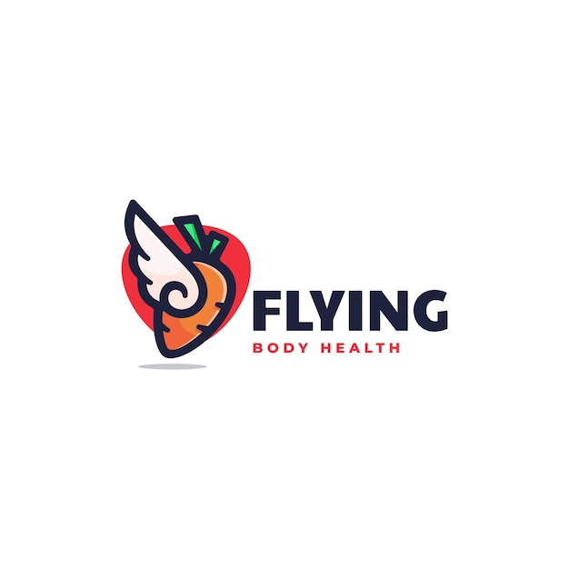 Logo Illustration Flying Carrot Simple Mascot Style