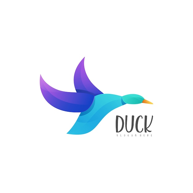 Logo illustration flying duck gradient color