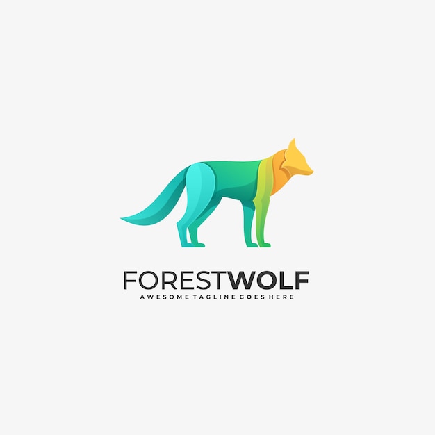   Logo Illustration Forest Wolf Gradient Colorful