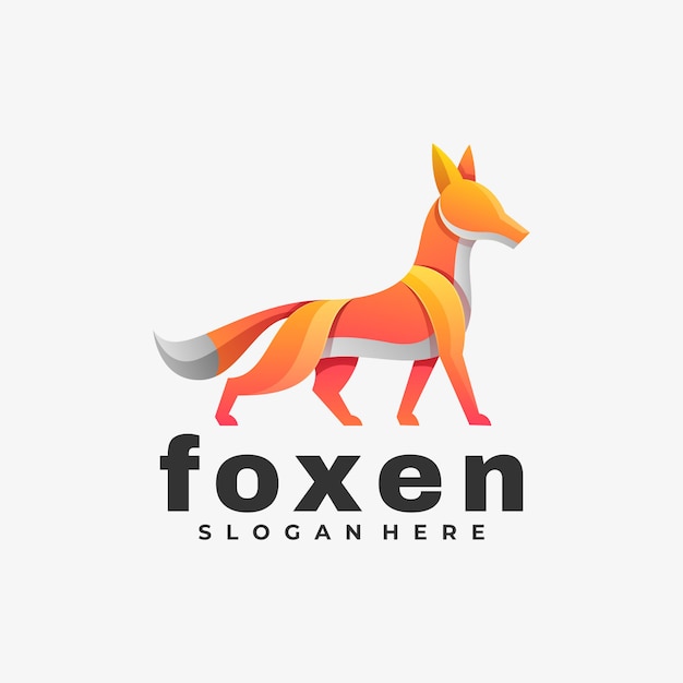  Logo Illustration Fox Gradient Colorful Style.