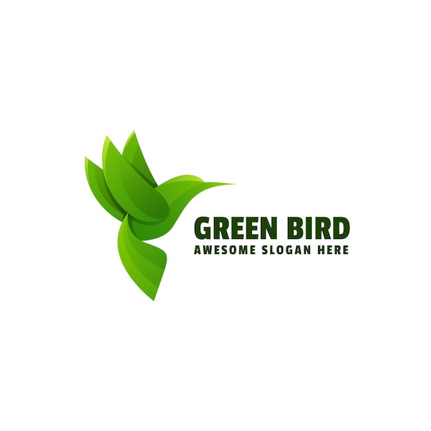   Logo Illustration Green Bird Gradient Colorful Style.