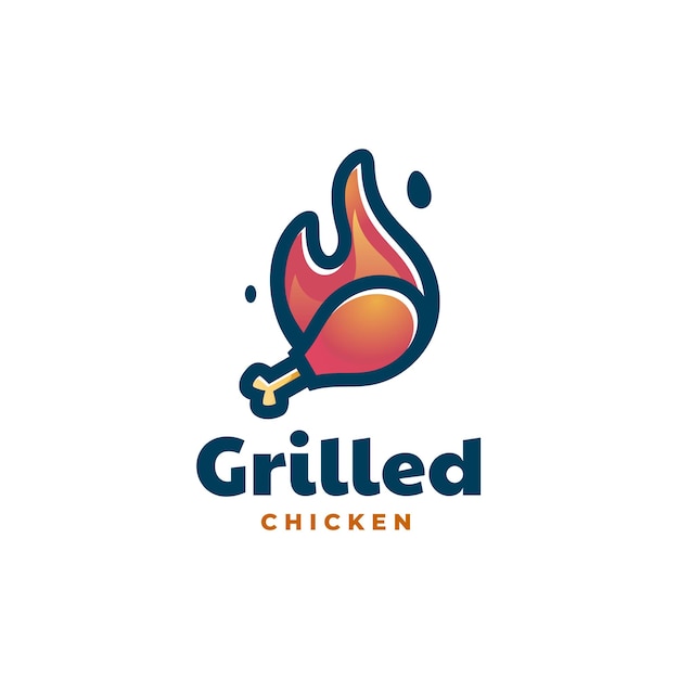 Logo Illustration Grilled Chicken Simple Mascot Style