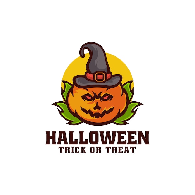 Logo Illustration Halloween Pumpkin Mascot Cartoon Style