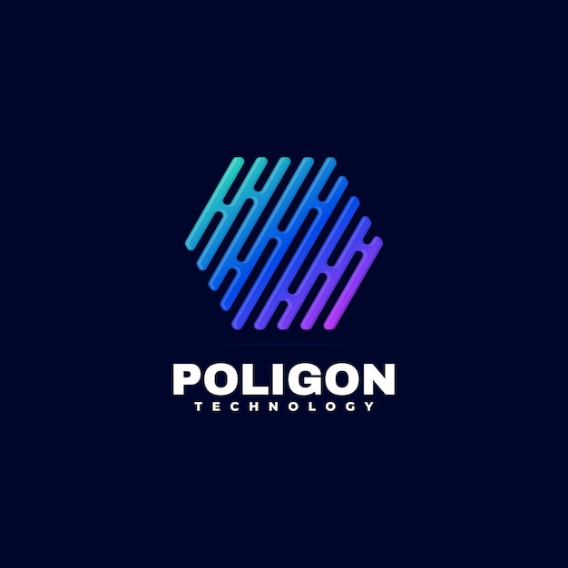   Logo Illustration Hexagon Gradient Colorful Style