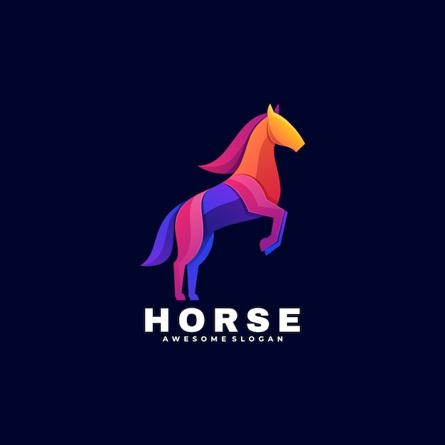  Logo Illustration Horse Gradient Colorful Style.